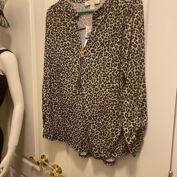 Michael Michael Kors Blouse Multicolor Half Zip Stretch. - Picture 8 of 10